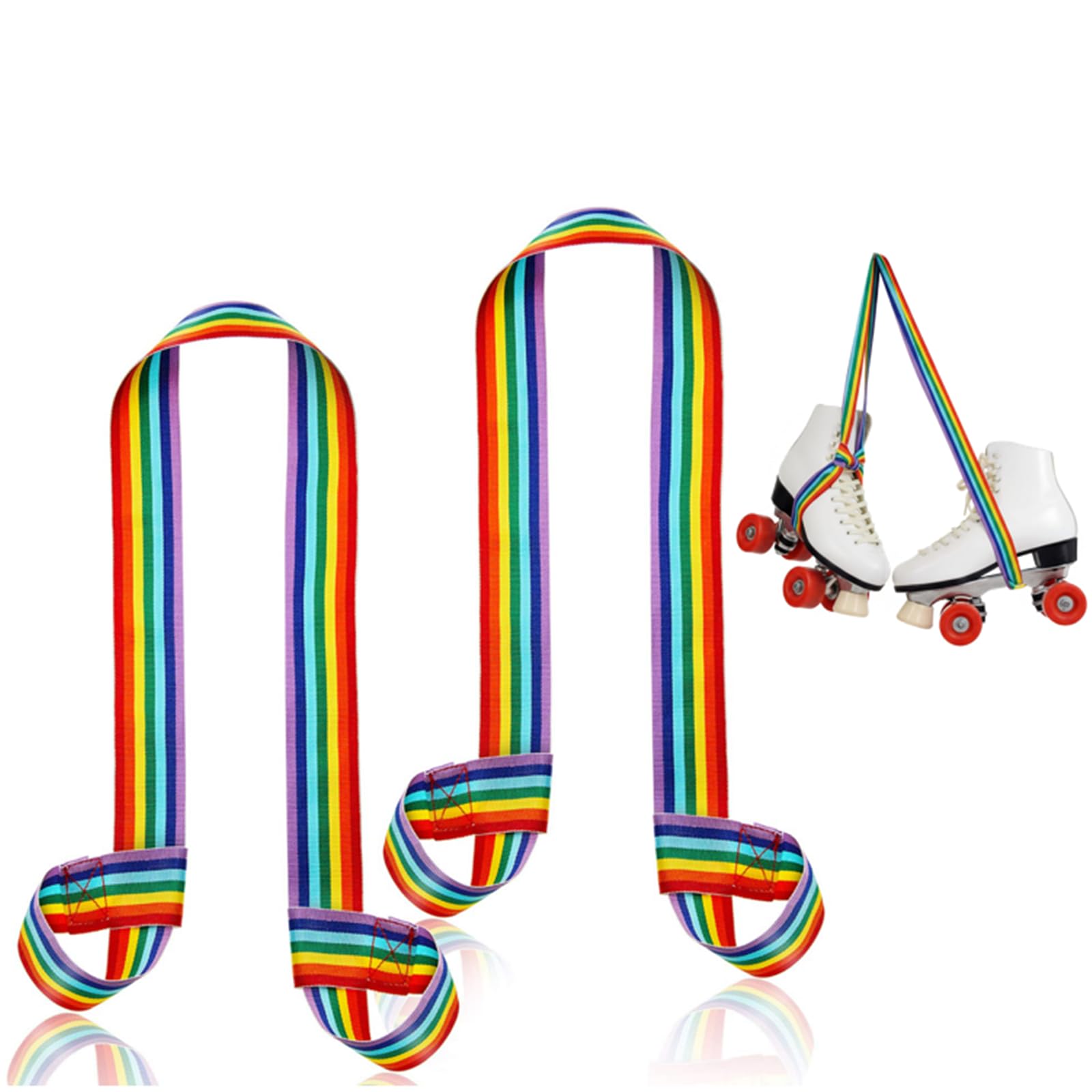 Skylety 2 Pcs Roller Skate Leash Adjustable Stretching Skate Boot Shoulder Strap Carrier for Child Women Men Skating(Rainbow Col