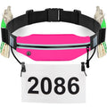 RJ-Sport Triathlon Belt with Pouch - Race Number Bib Holder with 6 Gel Loops, Ideal for Running, Cycling & Marathon (Hot Pink)