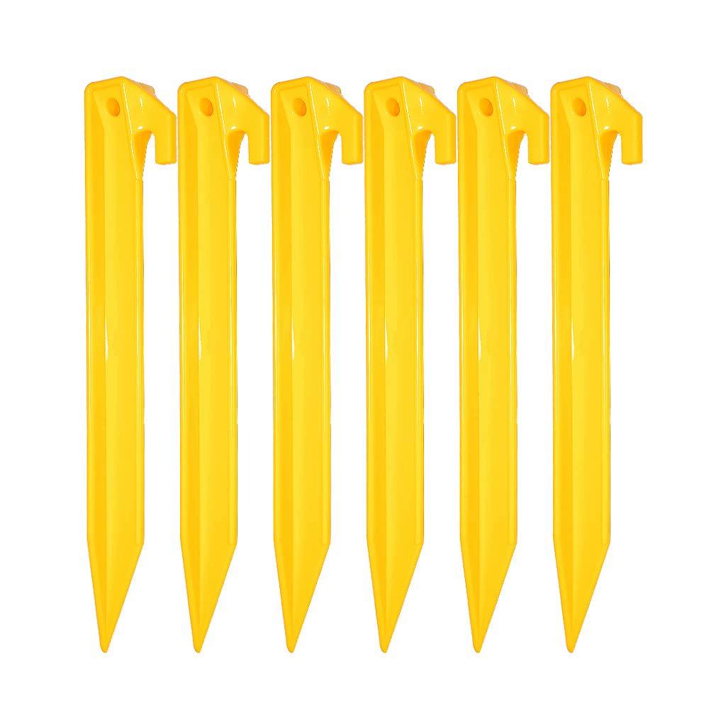Hikemax 10 Pack Plastic Tent Stakes - 9 Inch Heavy Duty Beach Tent Pegs Canopy Stakes - Essential Gear For Camping, Backpacking,