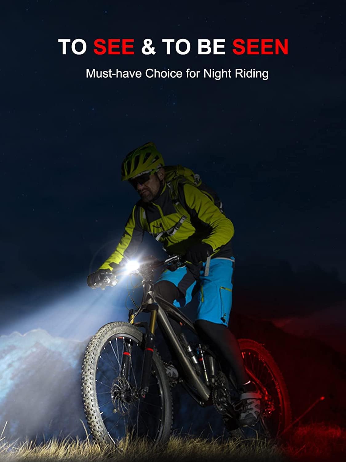 Cuvccn Bike Lights, Rechargeable Bicycle Lights Set Super Bright 8+12 Modes, IPX6 Waterproof Bike Lights for Night Riding/Cyclin