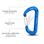 Gabbro Carabiner Clip Heavy Duty 2697Lbs, 4 Pcs 3'' Large Lightweight Aluminum Caribeaners With Keychain Hook Ring - Blue
