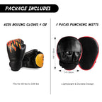 Odoland 2-In-1 Boxing Gloves And Punching Mitts Set For Kids, Boxing Mitts Focus Pads, Kids Boxing Fight Gloves For Boxing, Kick