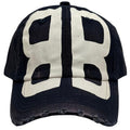 The Tie Hub Baseball Cap With Distressed Oversized Bb Print, Soft Cotton Comfort, Adjustable Strapback, Navy Blue, Free Size