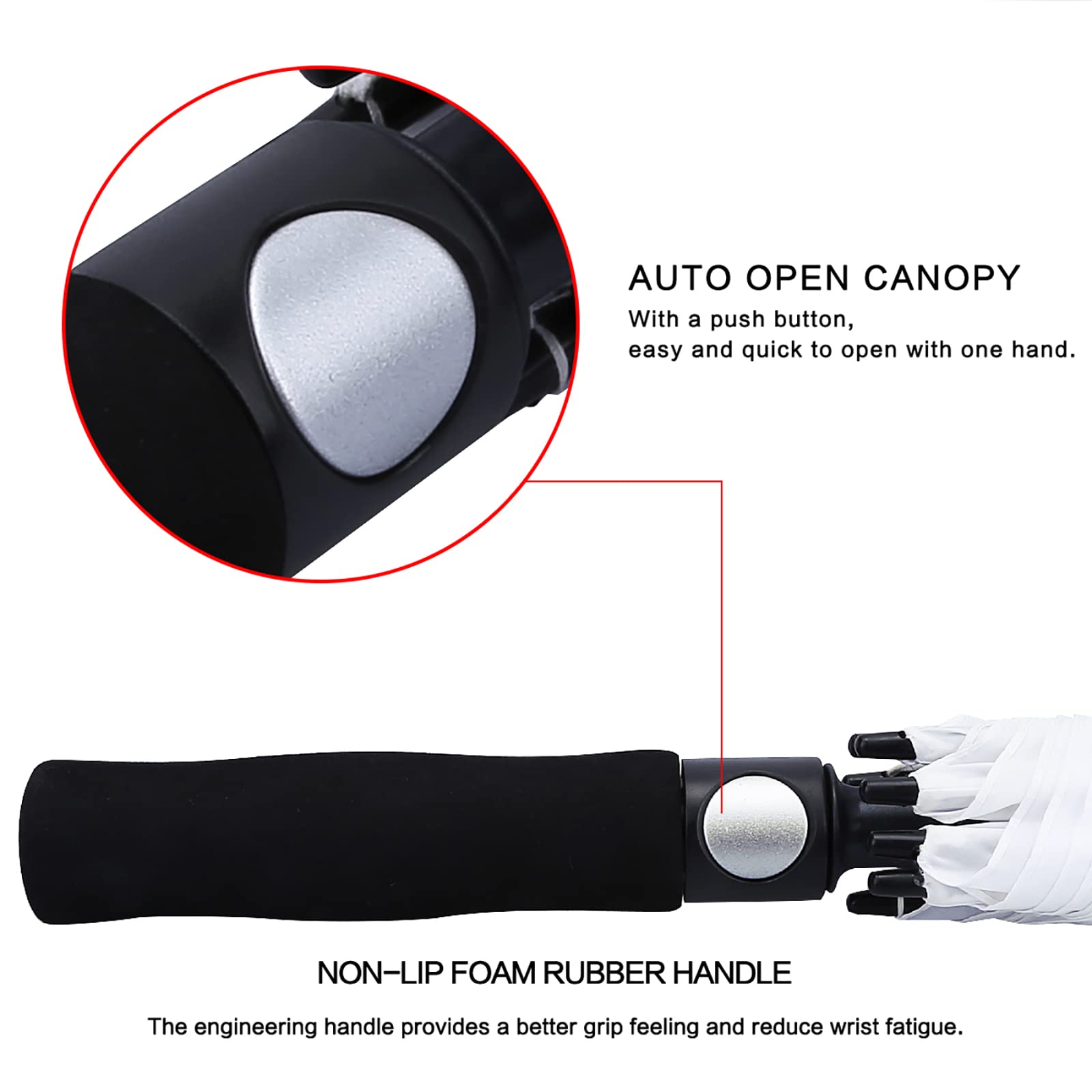 G4Free 62 Inch Automatic Open Golf Umbrella Extra Large Oversize Double Canopy Vented Windproof Waterproof Stick Umbrellas(White