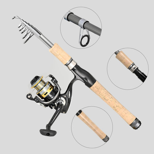 2Pcs Fishing Pole Combo,Carbon Fiber Fishing Pole ,12 +1 Shielded Bearings Stainless Steel Bb Spinning Reels Fishing Carrier Bag