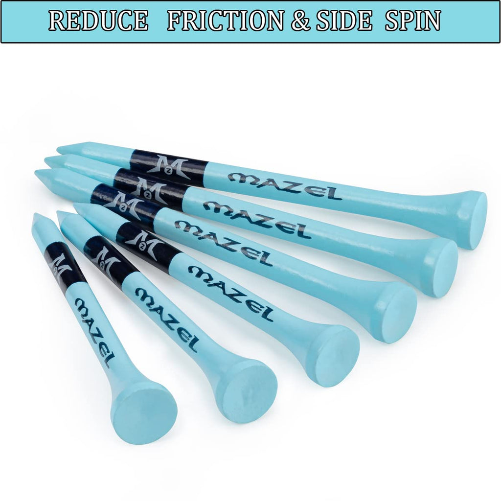 Mazel Natural Wood/Bamboo Golf Tees 2 3/4 Inch & 3 1/4 Inch,Pack 50 Or 120,Reduce Friction & Side Spin,More Durable And Stable G