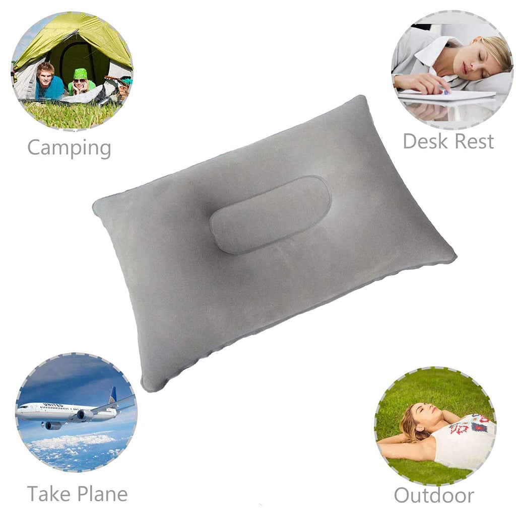 Dogxiong 3 Pack Ultralight Inflatable Pillow Small Squared Flocked Fabric Air Pillow For Hiking,Camping,Traveling,Napping,Desk R