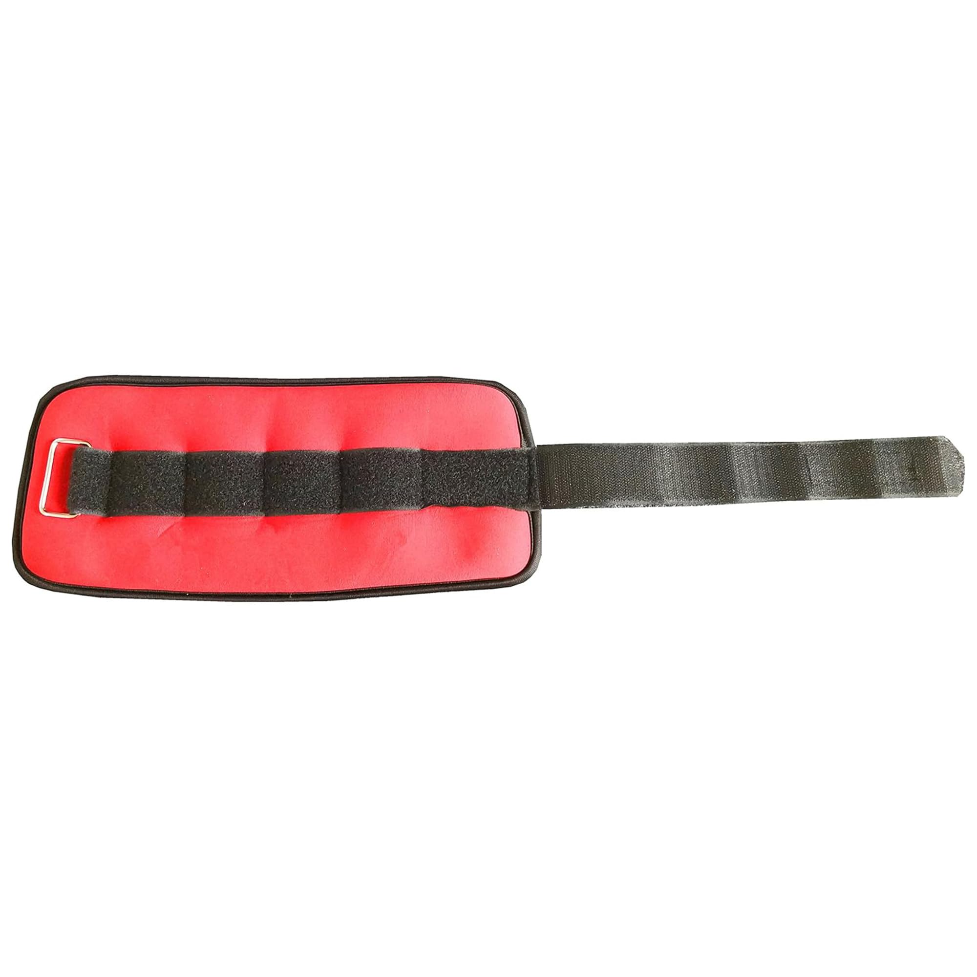 Signature Fitness Fully Adjustable Ankle Wrist Arm Leg Weights, 5 lbs each (10-lb pair), Red