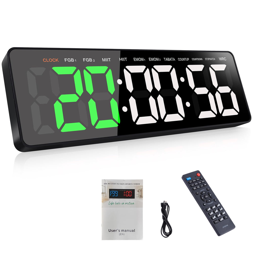 Anexer 16.5 Large Led Timer With Remote Control - Multifunction Countdown Clock For Gym, Hiit, Mma Training, Wall/Desktop Mount,