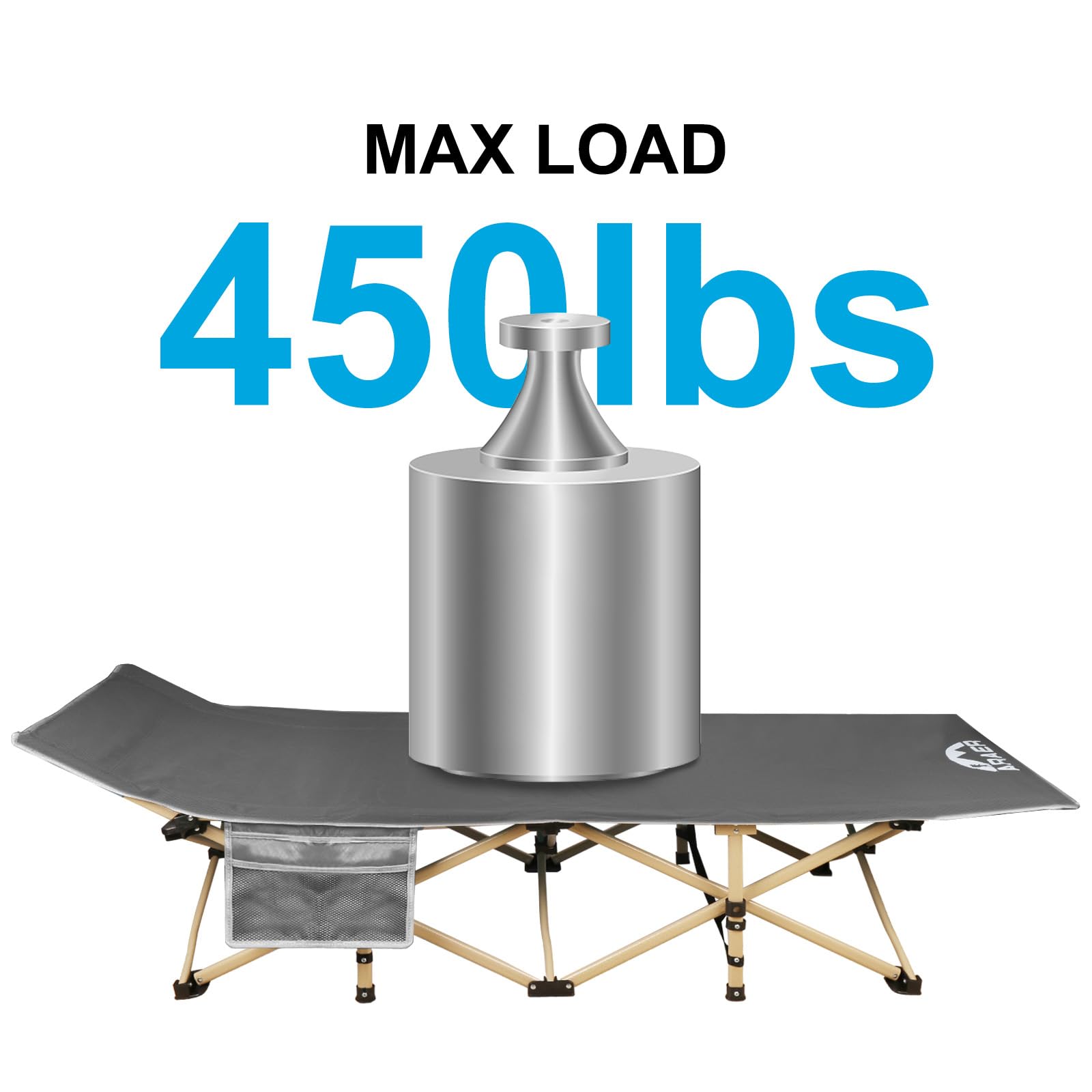 Camping Cot, 450Lbs(Max Load), Portable Folding Outdoor Bed With Carry Bag For Adults Kids, Heavy Duty Cot For Traveling Gear Su