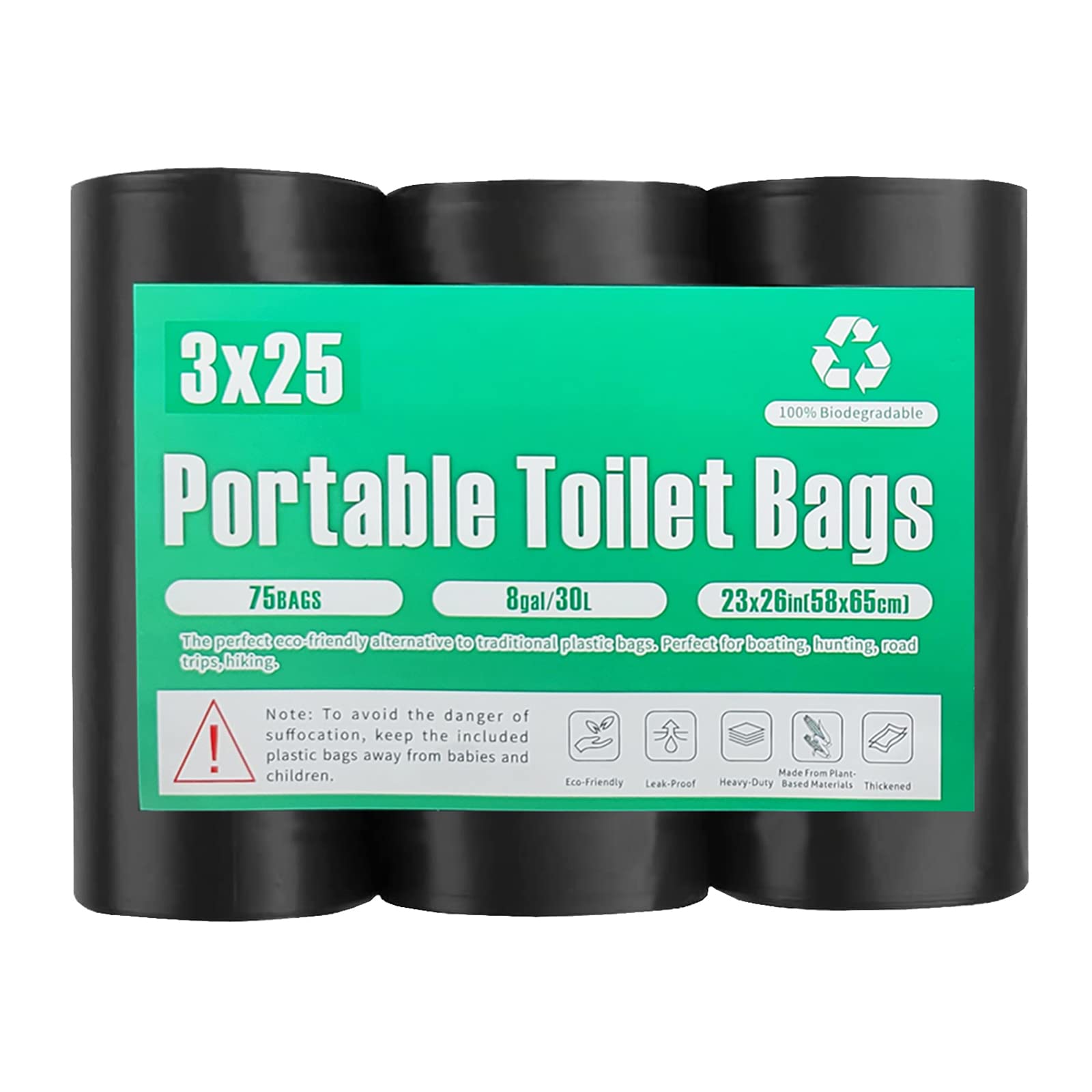 75Pcs Portable Toilet Bags, Taltbrex 8 Gallon Biodegradable Camping Toilet Bags For Portable Potty, Compostable Toilet Waste Bag