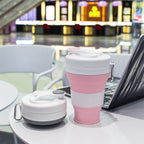 Cynrofven Silicone Coffee Cup With Straw Lid Collapsible Cups For Traveling 20Oz Lightweight Folding Water Mug For Picnic Hickin