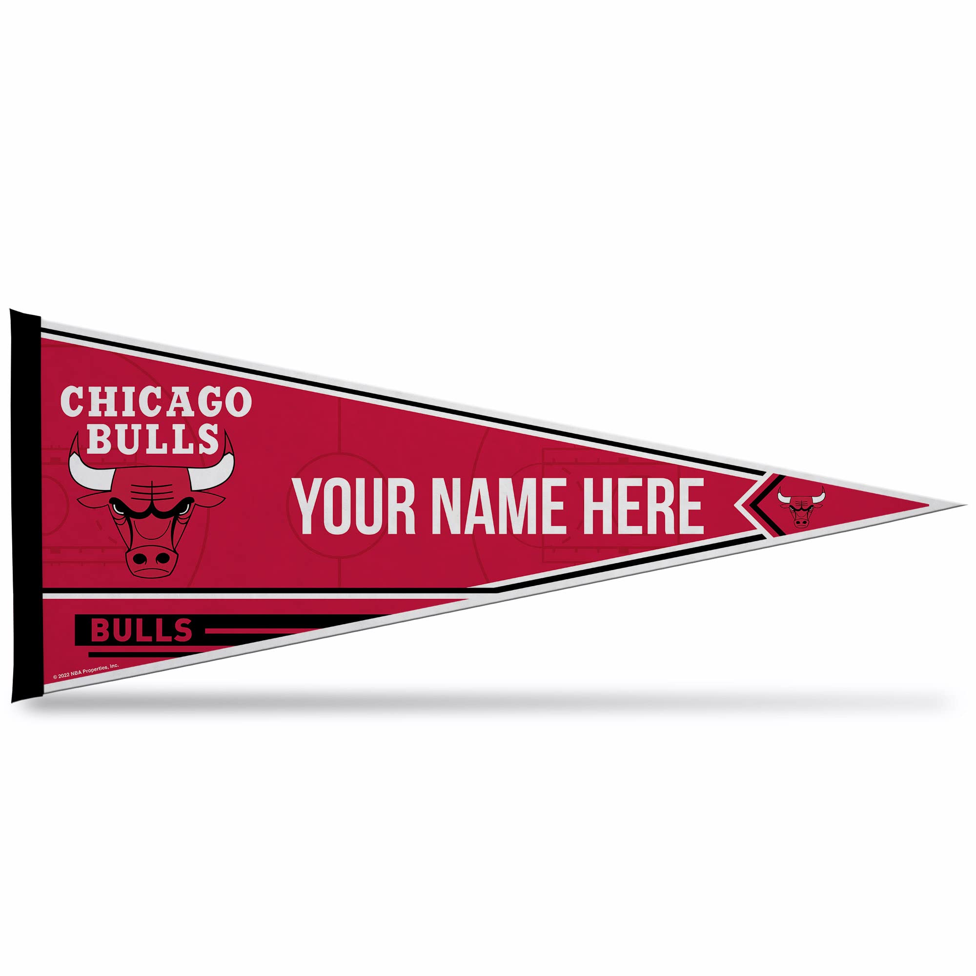 Rico Industries Nba Basketball Chicago Bulls Personalized - Custom 12'' X 30'' Soft Felt Pennant - Ez To Hang