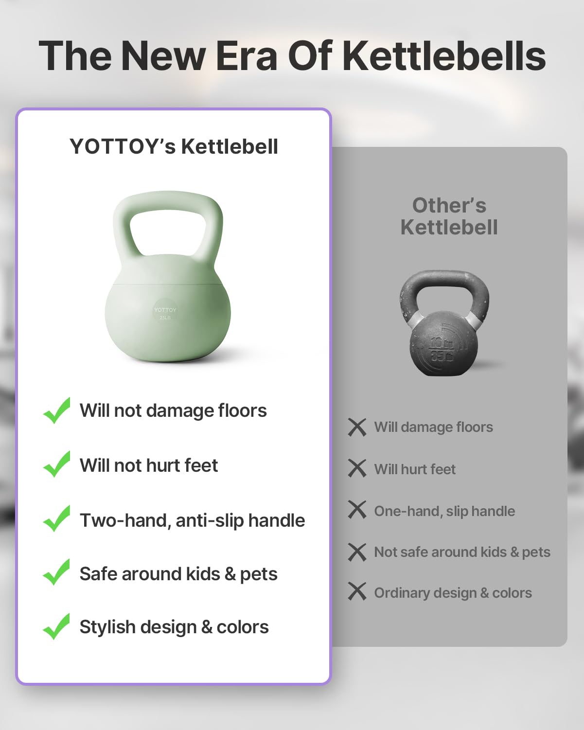 YOTTOY Soft Kettlebell,Kettlebell Anti-Slip Grip Weight for Home Workouts, Kettlebells Set Strength and Safety Guaranteed (15LB-