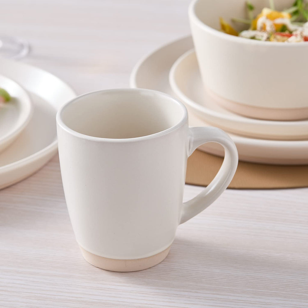 Stone Lain Jules Stoneware 16-Piece Round Dinnerware Set, White