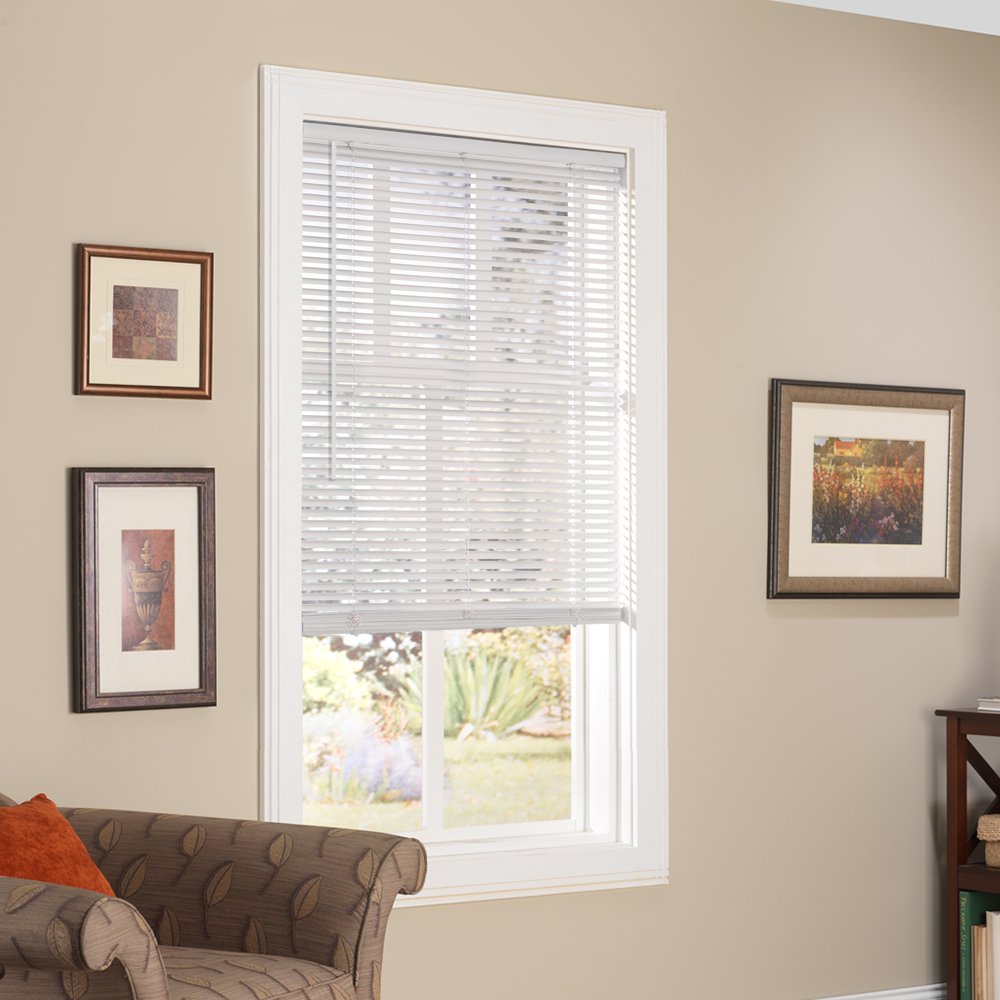 Lumino Vinyl Mini Blinds 1 Inch Cordless Room Darkening In Alabaster - 385 W X 48 H (Over 700 Addl Custom Sizes) - Starting At $