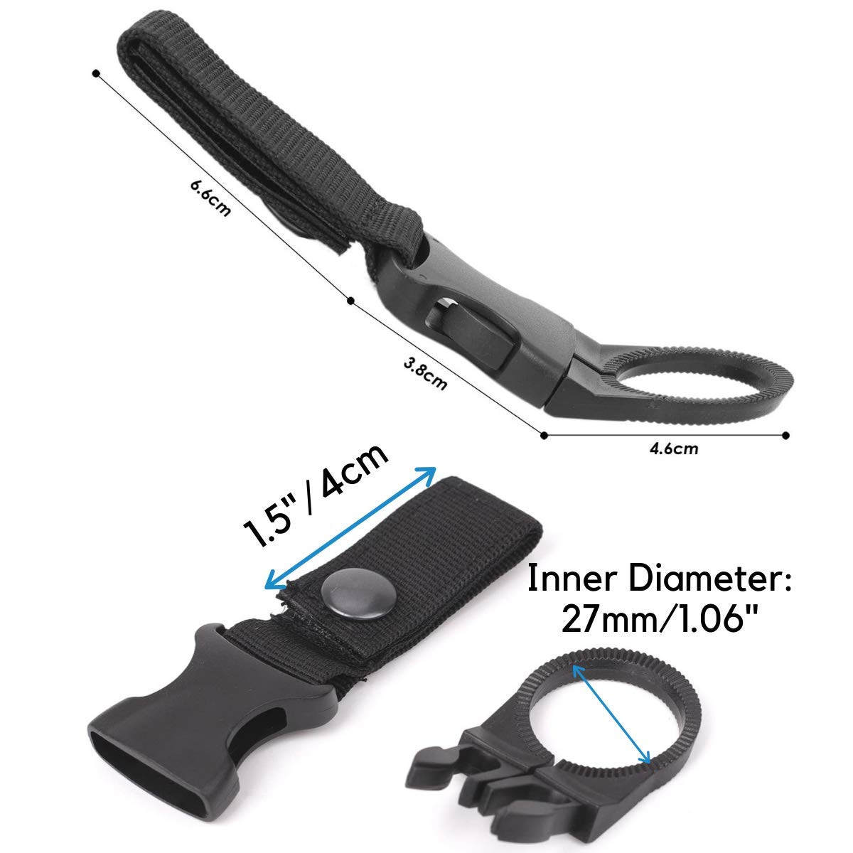 F Flammi 3Pcs Hanging Buckle Portable Water Bottle Ring Holder Mineral Water Bottle Clip For Backpack Belt Outdoor Camping Hikin