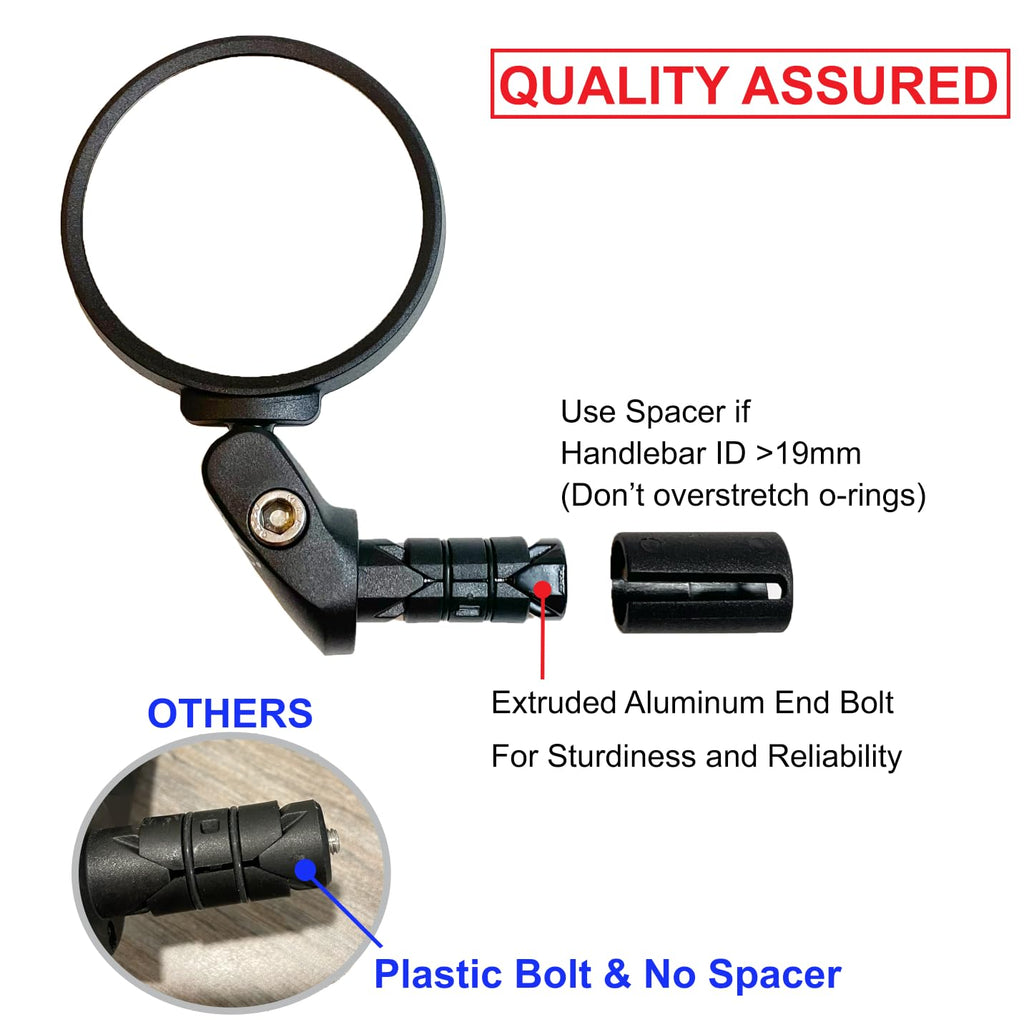 Hafny Bar End Bike / Bicycle Mirror, Stainless Steel Lens , Safe Adjustable Rearview Cycle / E-Bike Mirror, Hf-Mr083 (Black 62Mm