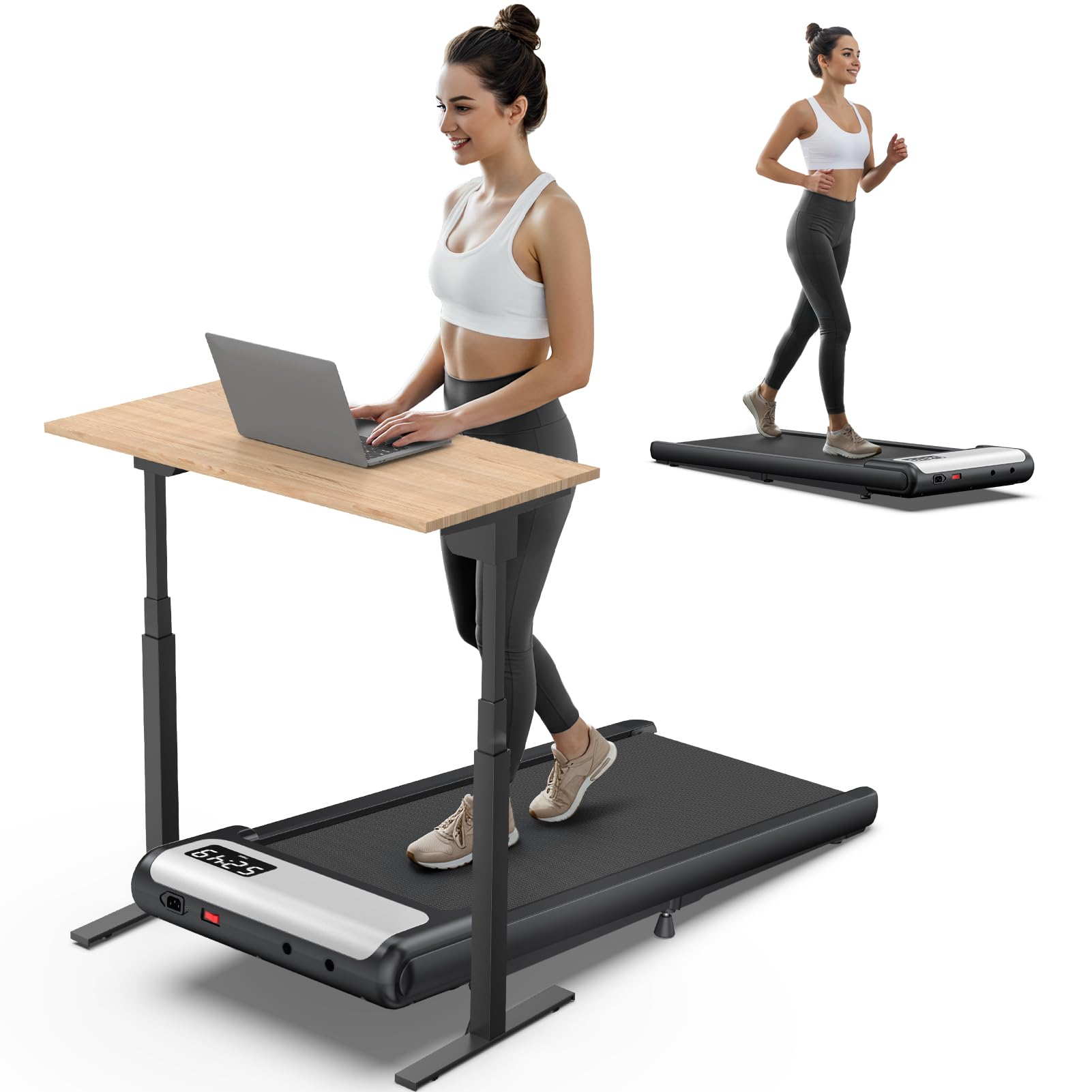 Cozyinn Walking Pad Treadmills With 10% Incline, Quiet Under Desk Treadmill For Home Office Small Space, Voice Remote Control Sm