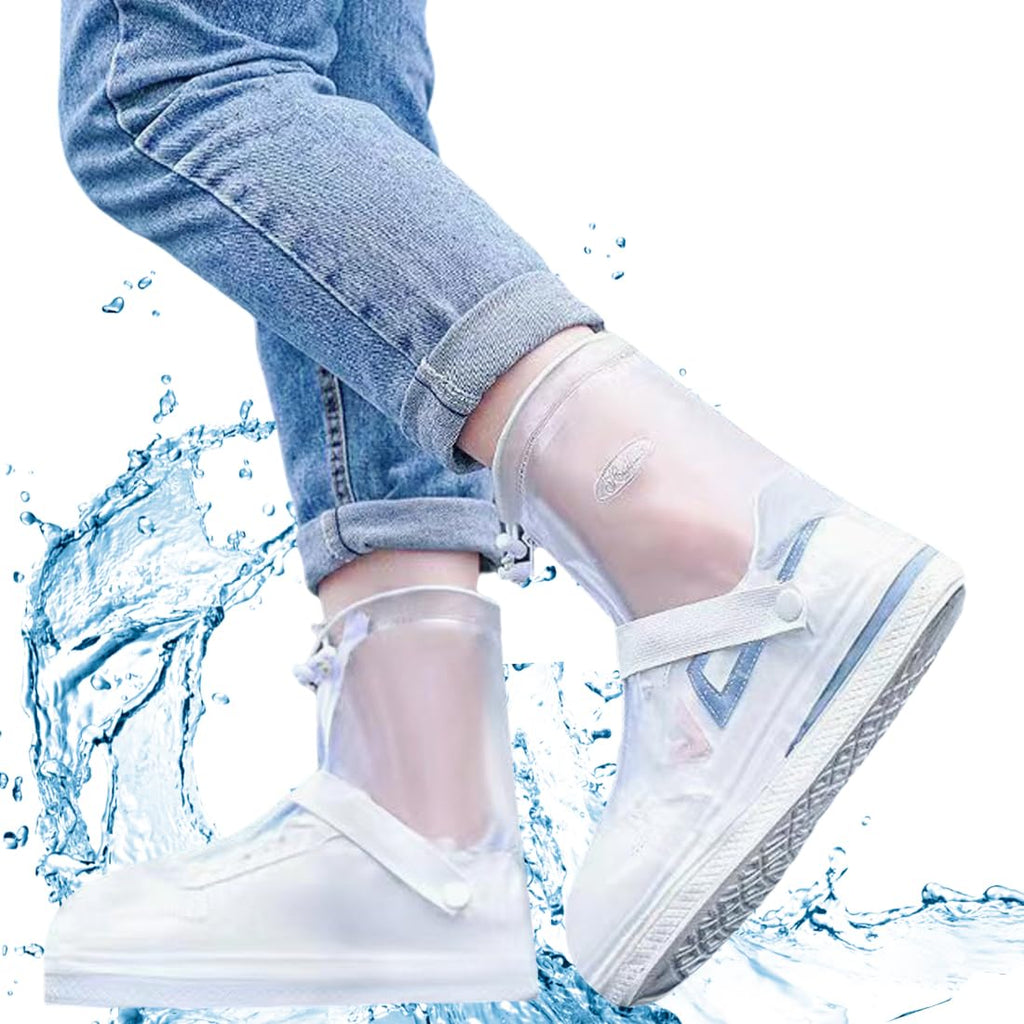 Waterproof Shoe Covers For Rain, Non-Slip Silicone Overshoes With Zipper, Reusable Shoe Protectors For Bicycling And Outdoor Act