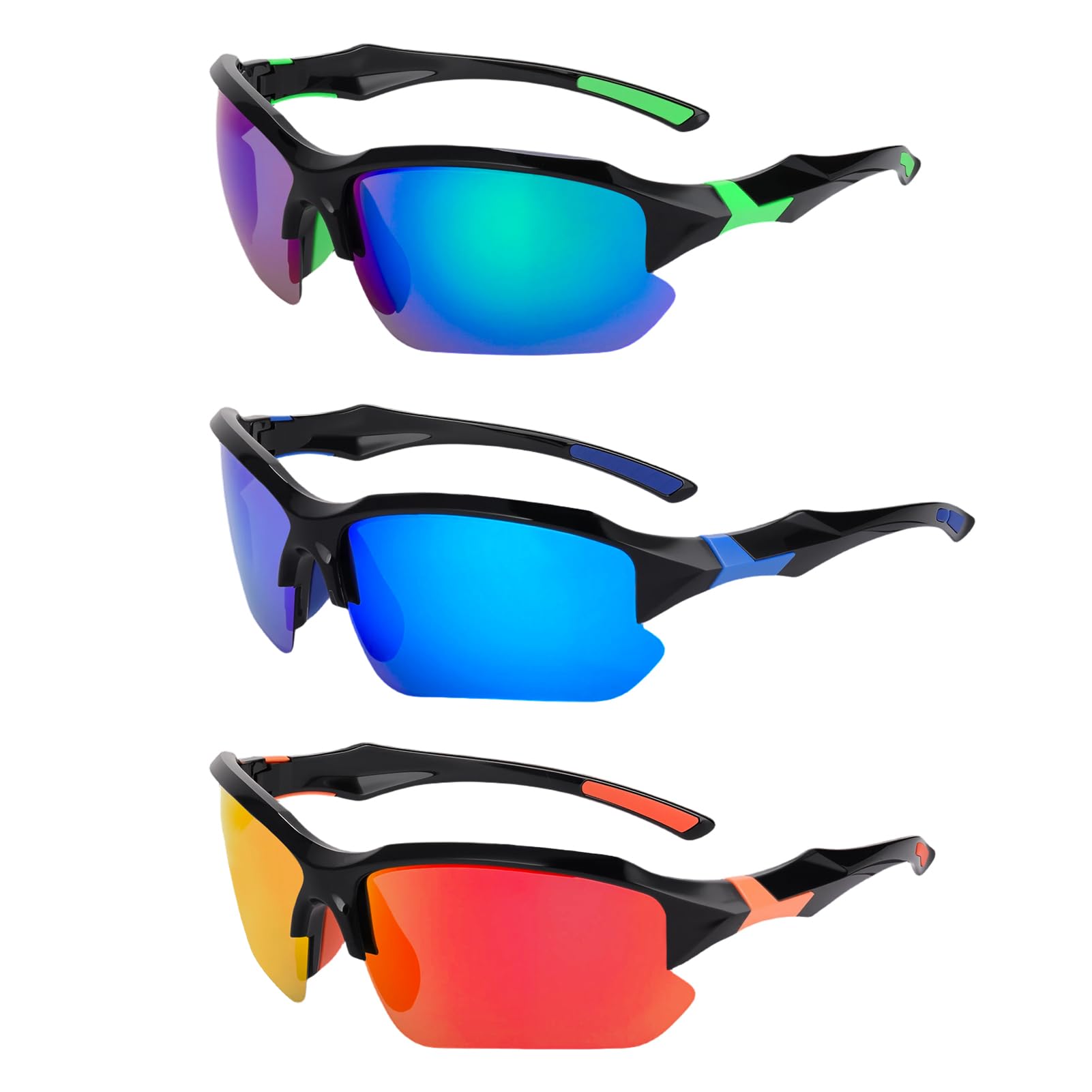 Hoemwarm 3 Pack Polarized Sports Sunglasses For Men Women Cycling Sunglasses UV Protection Driving Fishing