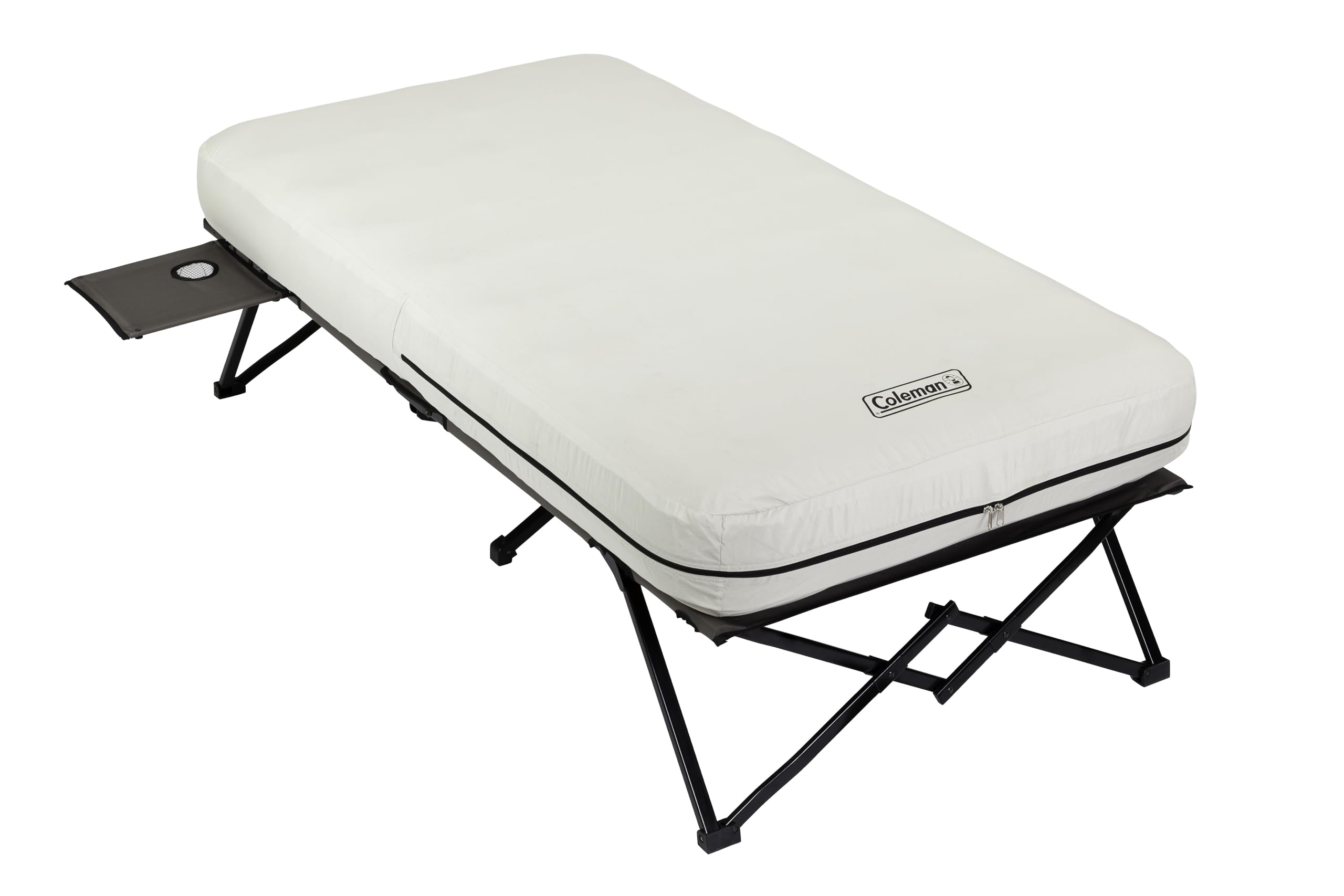 Coleman Camping Cot, Air Mattress, & Pump Combo, Folding Camp Cot & Air Bed With Side Table & Battery-Operated Pump, Great For C