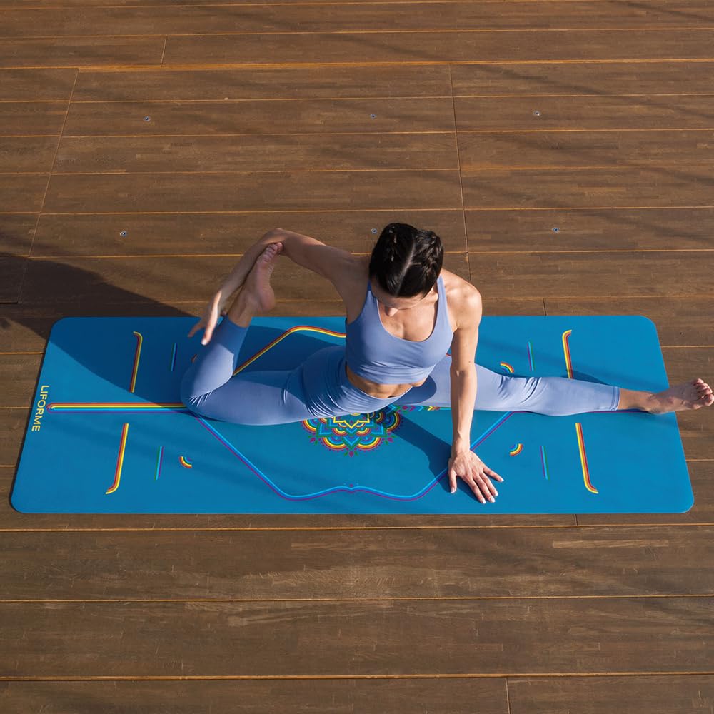 Liforme Printed Yoga Mat - Free Yoga Bag, Patented Alignment System, Warrior-Like Grip, Non-Slip, Eco-Friendly, Biodegradable, S