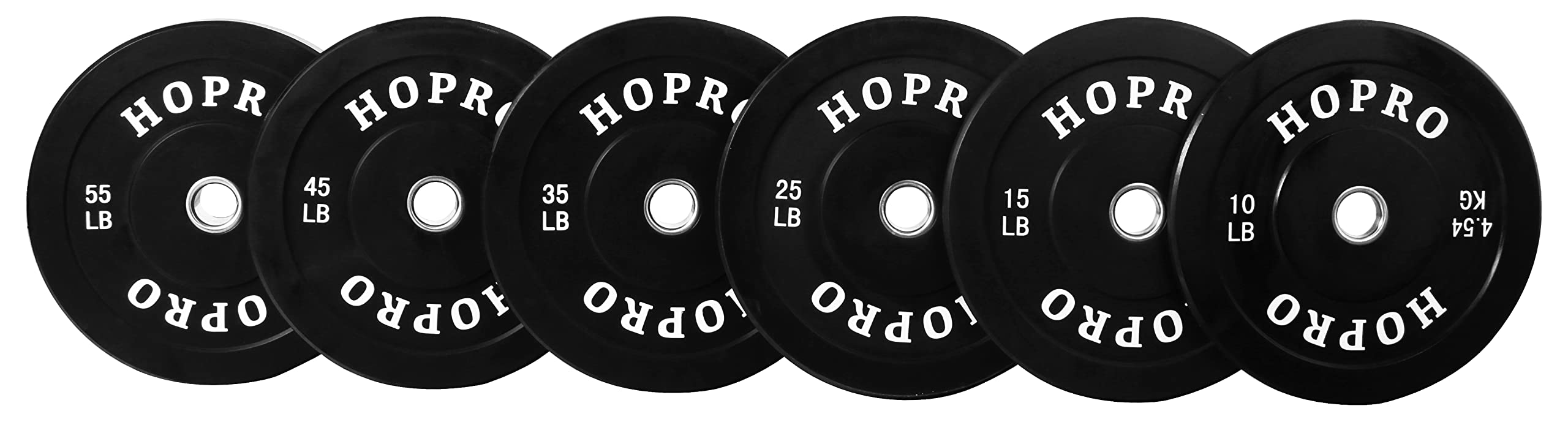 Balancefrom Hopro Olympic Bumper Plate Weight Plate With Steel Hub, Pairs Or Sets, Black