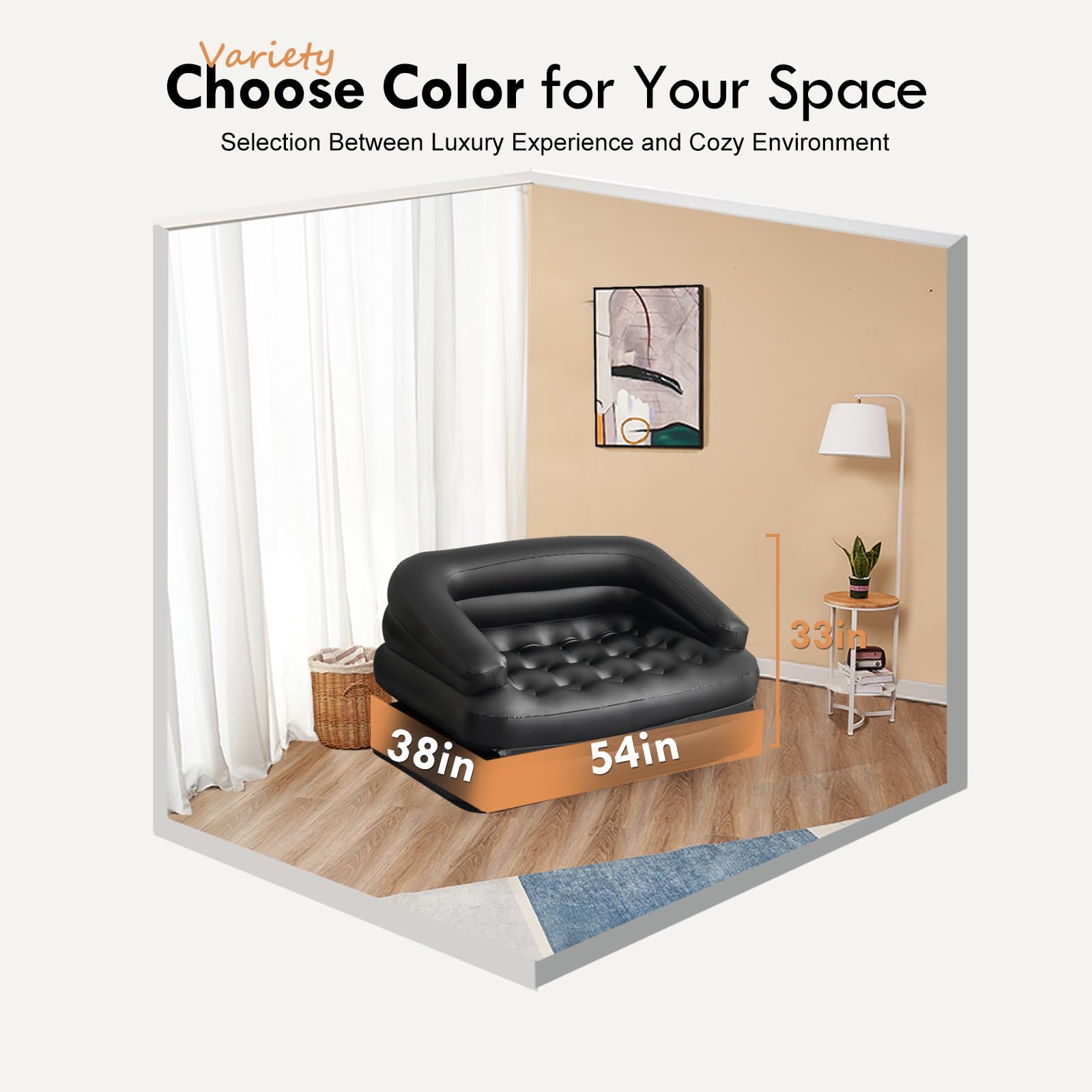Dimar Garden Inflatable Couch Blow Up Mattress,Outdoor Air Sofa Bed For Camping, Full Size