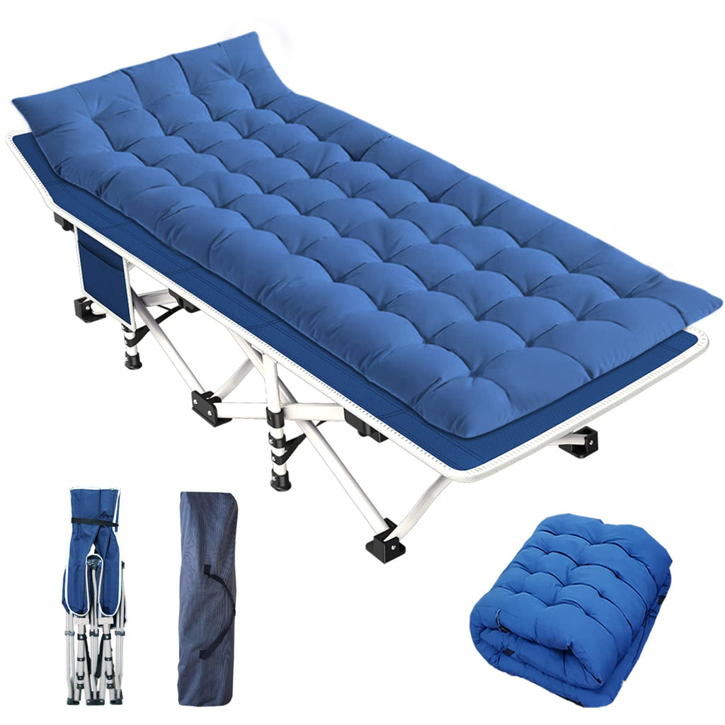 Getovin Cot, Camping Cot With Thick Pad,Cots For Sleeping,Camping Bed Folding Cot 450Lbs(Max Load) Comfortable Double Layer Oxfo