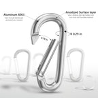 Sprookber 3'' Aluminum Carabiner D Ring, Caribeenerclips, Spring Snap Hookfor Keychain Clip,Set Of 10 (Silver)