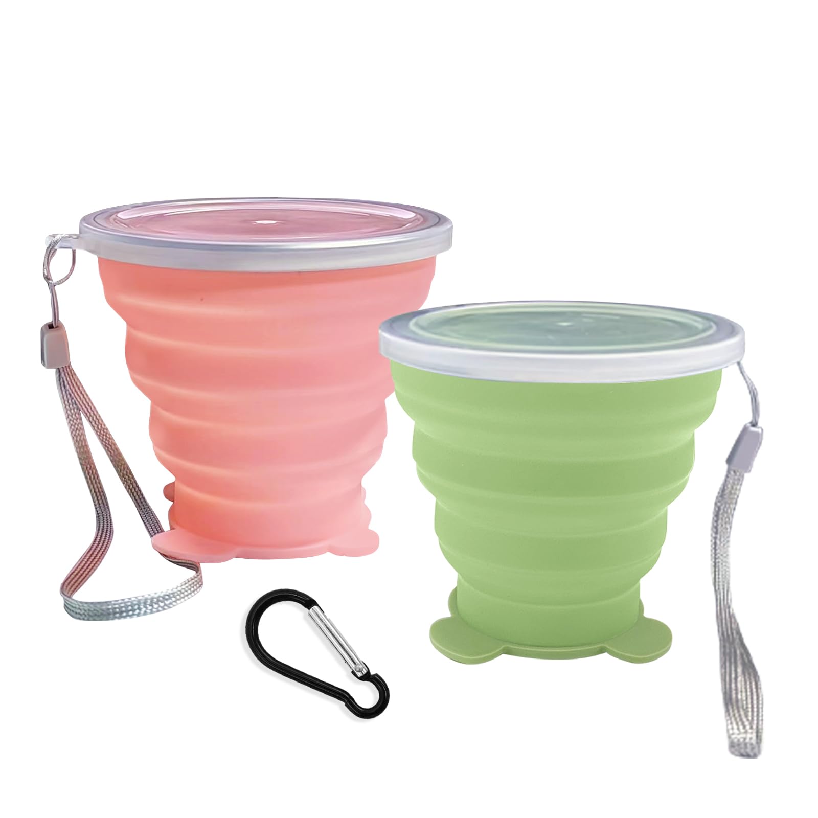 Collapsible Cup-Silicone Small Foldable Cups-Expandable Folding Drinking Cups-Reusable Portable Mugs-Cup With Lids For Travel, C