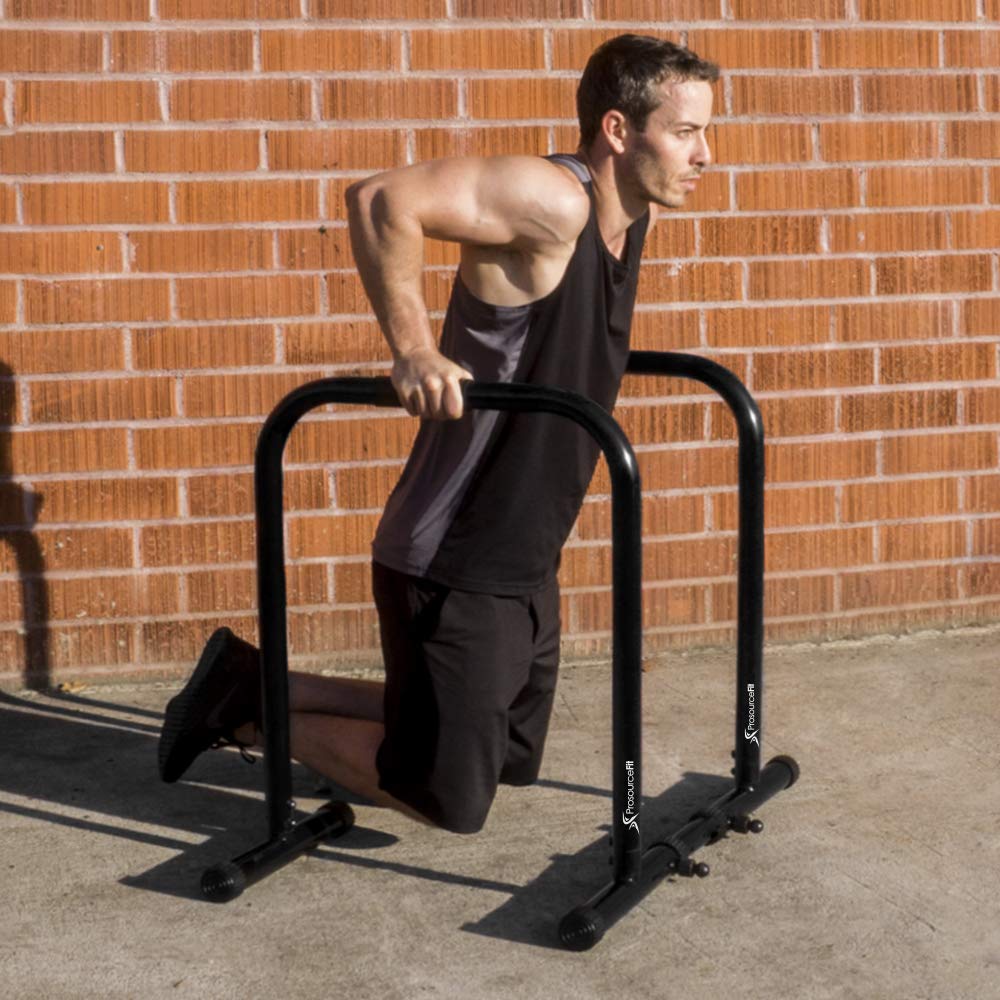 Prosourcefit Dip Stand Station, Heavy Duty Ultimate Body Press Bar With Safety Connector For Tricep Dips, Black
