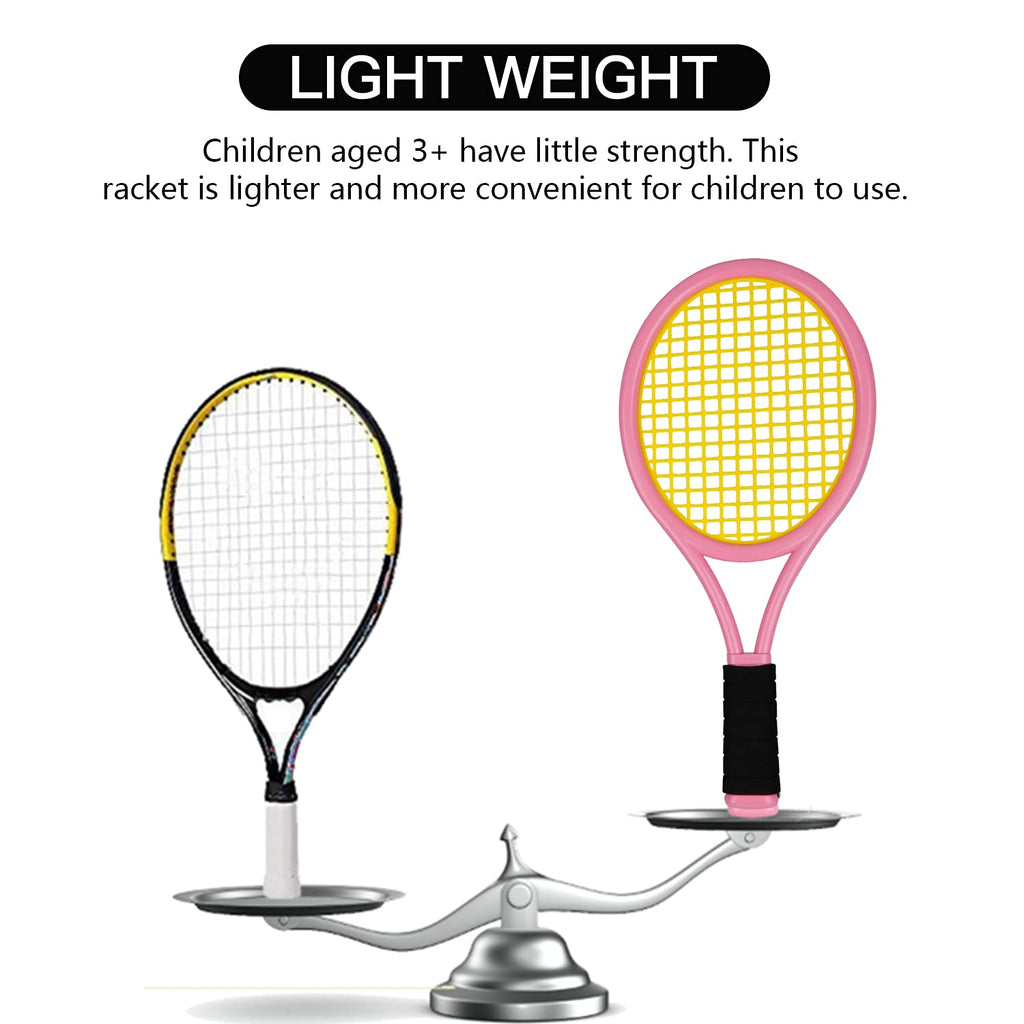 Kids Tennis Racket,17 Inch Plastic Tennis Racket With 2 Soft Balls,2 Tennis Balls And 4 Shuttlecocks For Kid,Toddler Outdoorindo