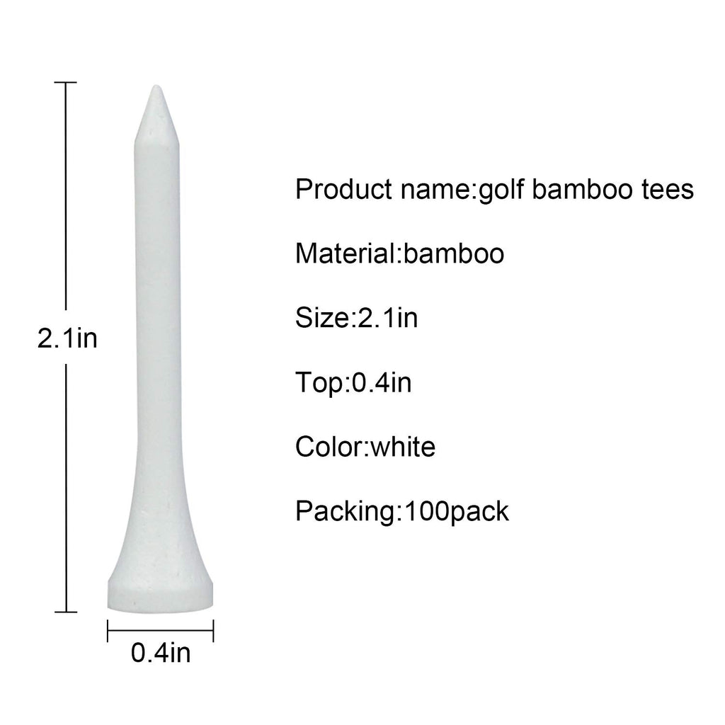 Mykuja Bamboo Golf Tee 2-1/8 Inch Pack Of 100 (54Mm White)