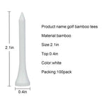 Mykuja Bamboo Golf Tee 2-1/8 Inch Pack Of 100 (54Mm White)