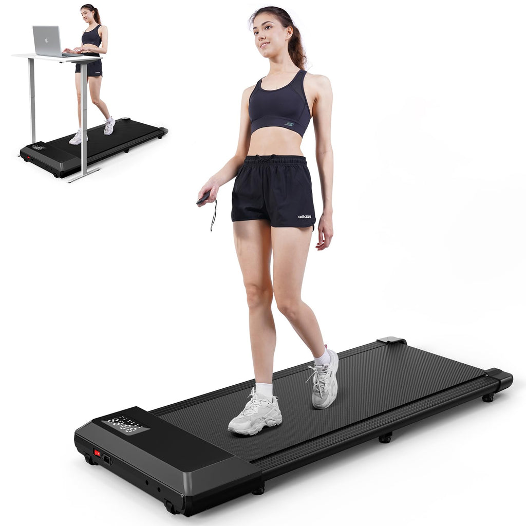 Deerrun Walking Pad Treadmill - 2.2Hp Smart App Fun Exercise Under Desk Treadmill, Led Display & Remote Control, Knee-Protective