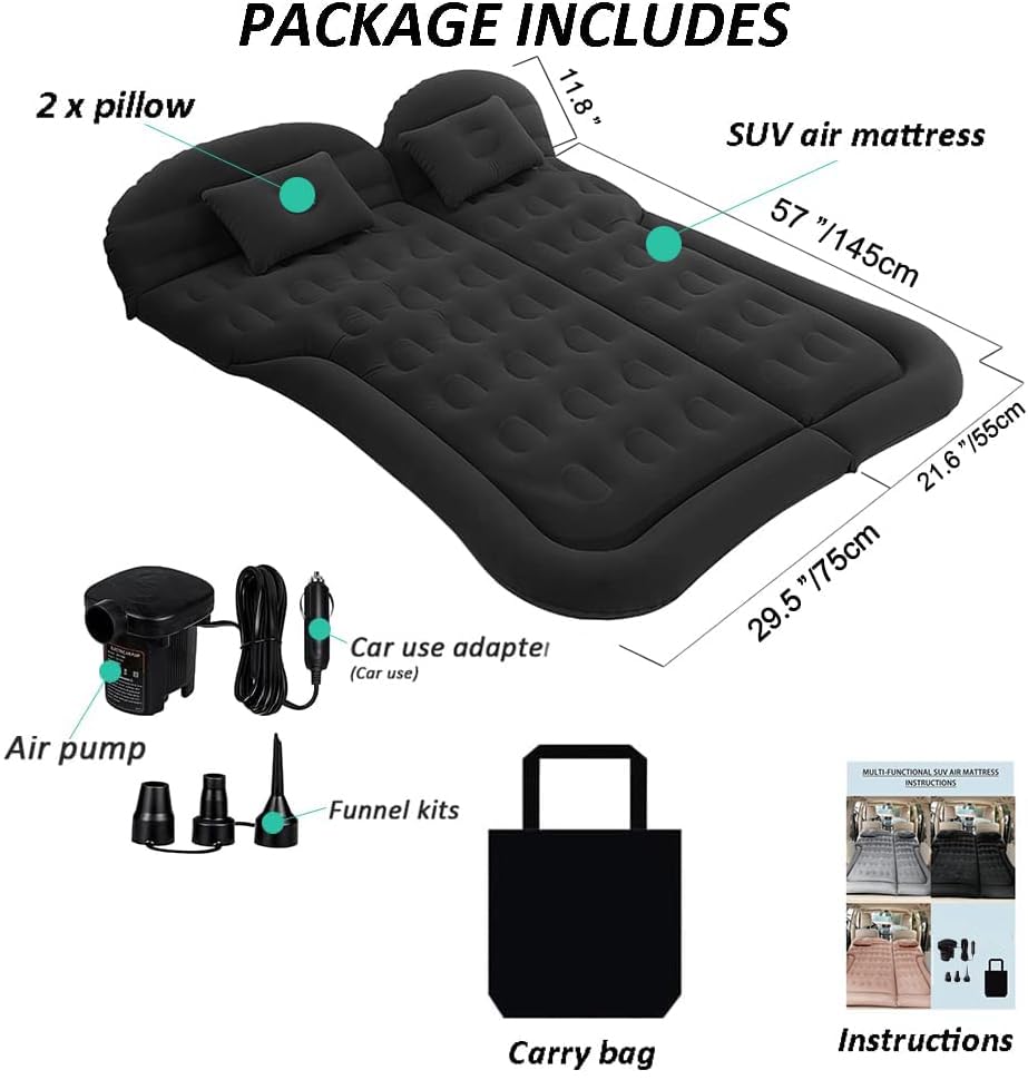Saygogo Suv Air Mattress Camping Bed Cushion Pillow Inflatable Thickened Car Air Bed Mattress With Electric Air Pump Portable Sl