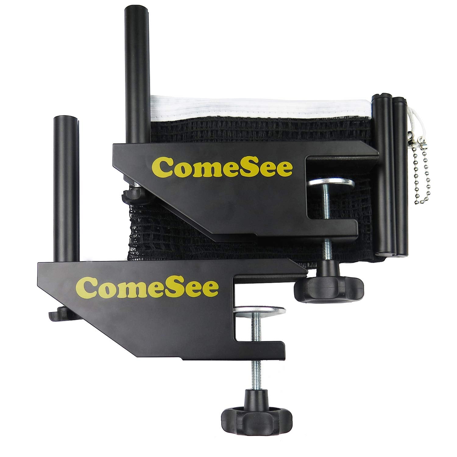 Comesee Professional Table Tennis Ping Pong Net Post Set Strength Screw Clamp With Net Clip Insert, 1.65 Inch Width Grip Holder,