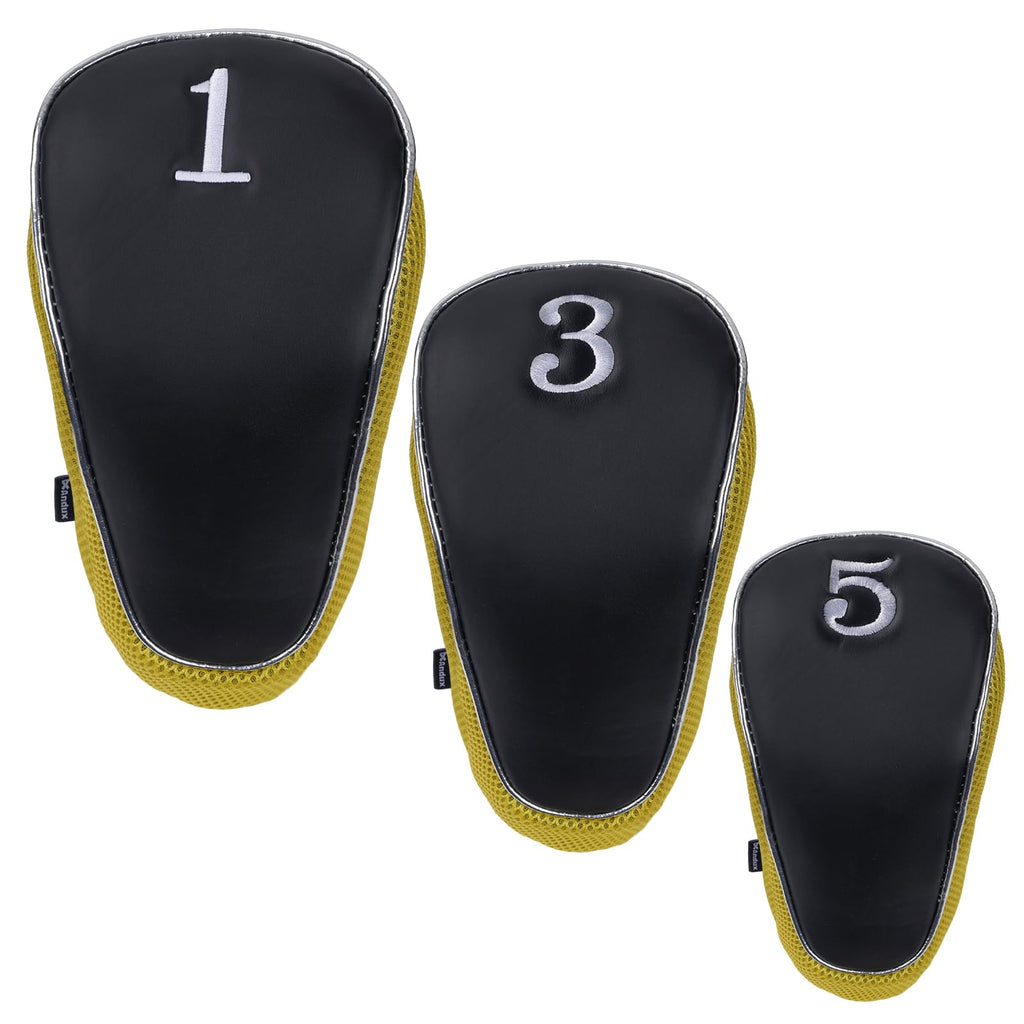 Andux Golf 460Cc Driver Fairway Wood Club Head Covers Hook & Loop Set Of 3 Yellow
