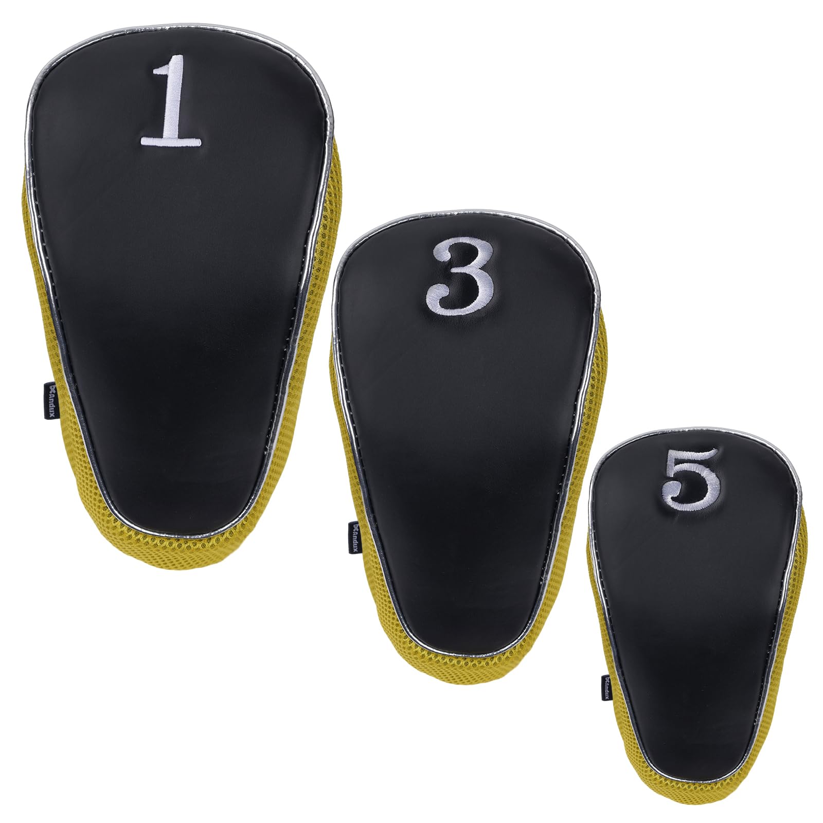 Andux Golf 460Cc Driver Fairway Wood Club Head Covers Hook & Loop Set Of 3 Yellow