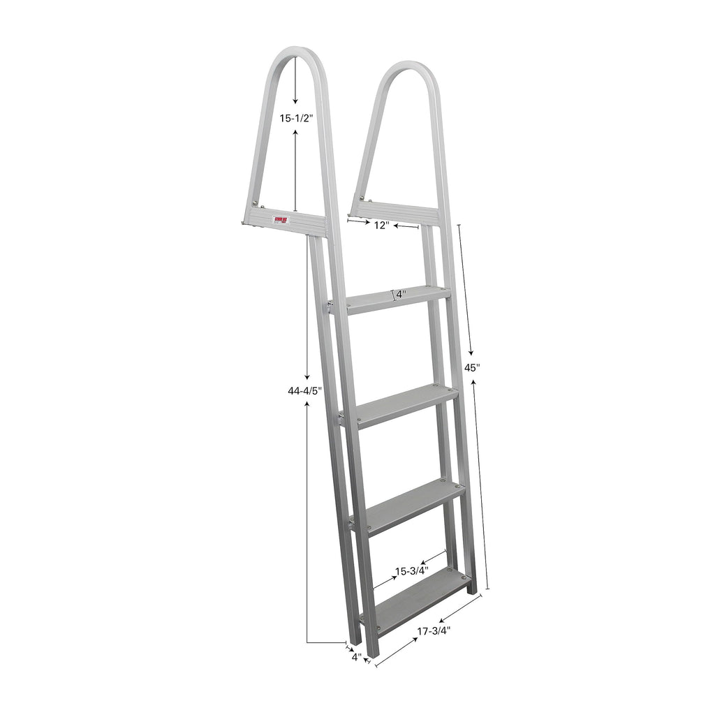 Extreme Max 3005.3380 Heavy Duty Aluminum Pontoon & Dock Ladder - 4 Steps, 15'' Wide Steps, 45'' Below-Deck Reach, 300 Lbs. Weig