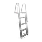 Extreme Max 3005.3380 Heavy Duty Aluminum Pontoon & Dock Ladder - 4 Steps, 15'' Wide Steps, 45'' Below-Deck Reach, 300 Lbs. Weig