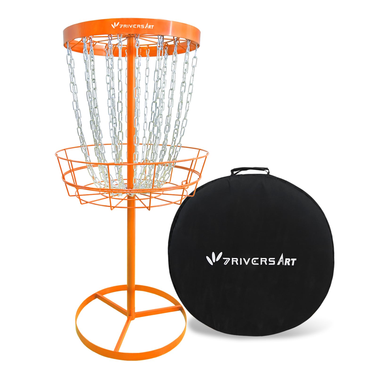 7RiversART Portable Disc Golf Basket, 24-Chain, All-Weather Metal Disc Golf Goal with Heavy-Duty Carrying Bag, Easy Assembly for