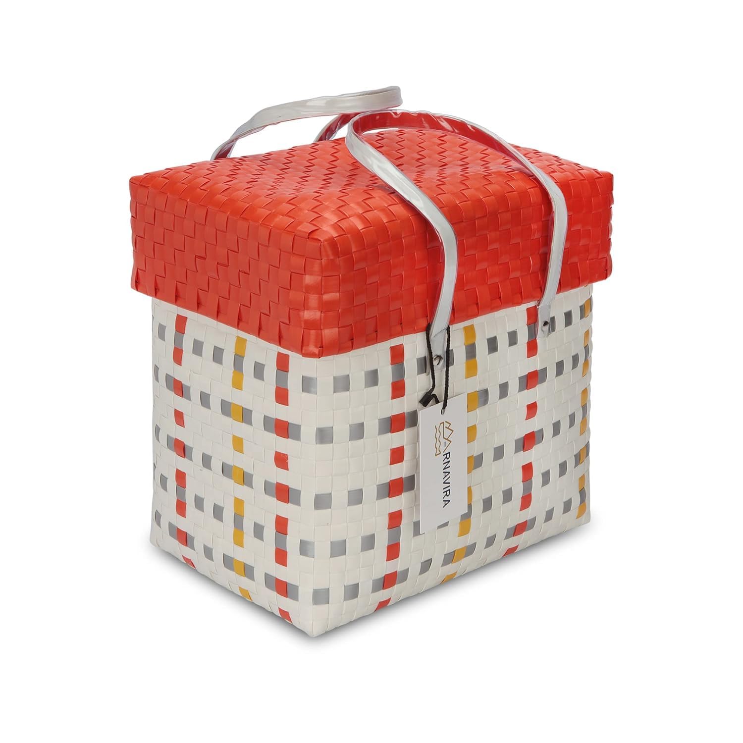 Handmade Multipurpose Basket With Lid 4L Used As Mini Basket For Organiser, Makeup Items Storage,Kids Tiffin Basket (XSmall) (1