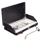 Vanston 2-Burner Propane Camping Stove, 20,000 Total Btus Portable Gas Camping Grill, Stovetop With Adjustable Burners, Wind Gua