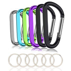 6Pcs Carabiner Caribeaner Clip,3'' Large Aluminum D Ring Shape Carabeaner Keychain Hook