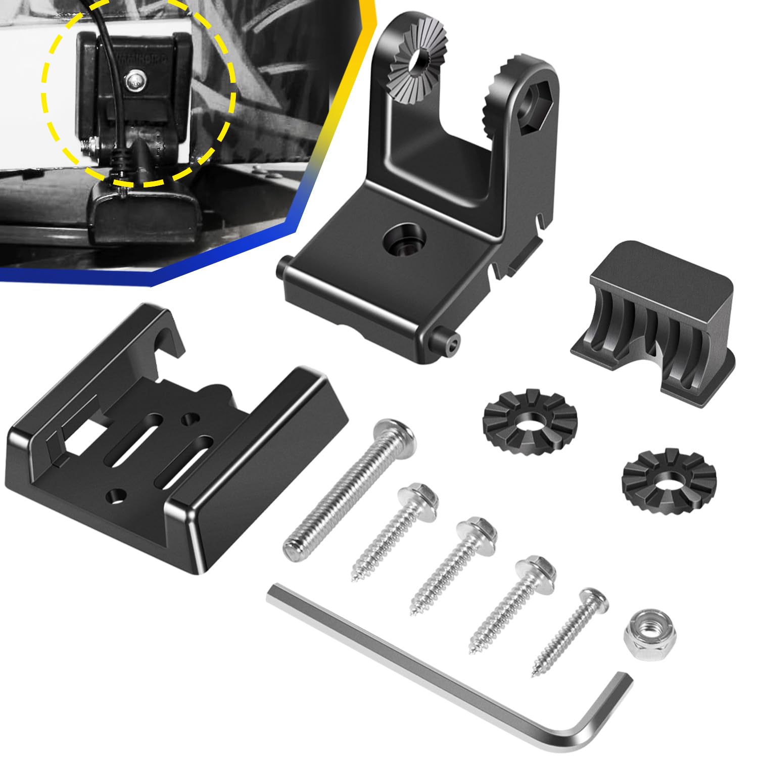7400931 MHX XNT Transducer Bracket - Transducer Mount for XHS Model transducers, Transom Mounting Hardware Kit Compatible with X