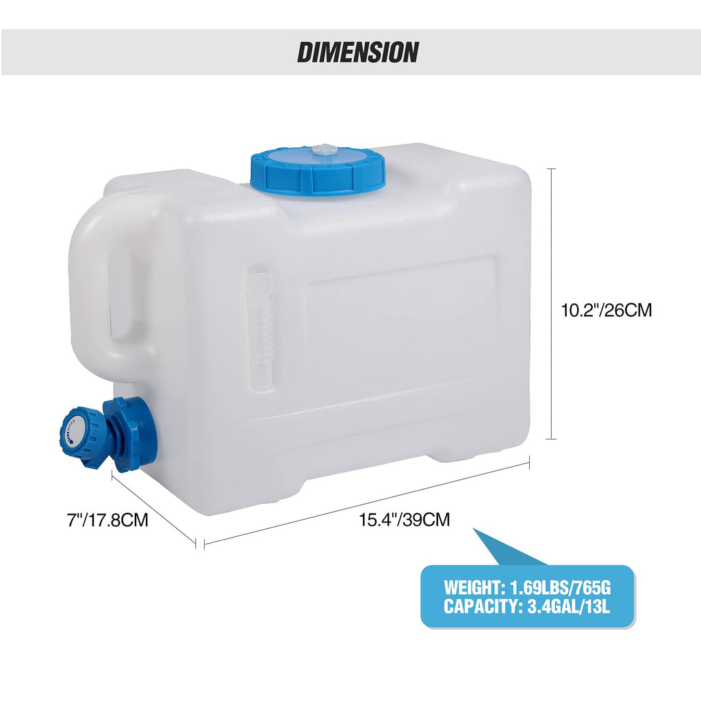 Redcamp 3.4 Gallon Portable Water Container With Spigot, Water Storage Camp Water Jug For Camping Outdoor Hiking (13L)
