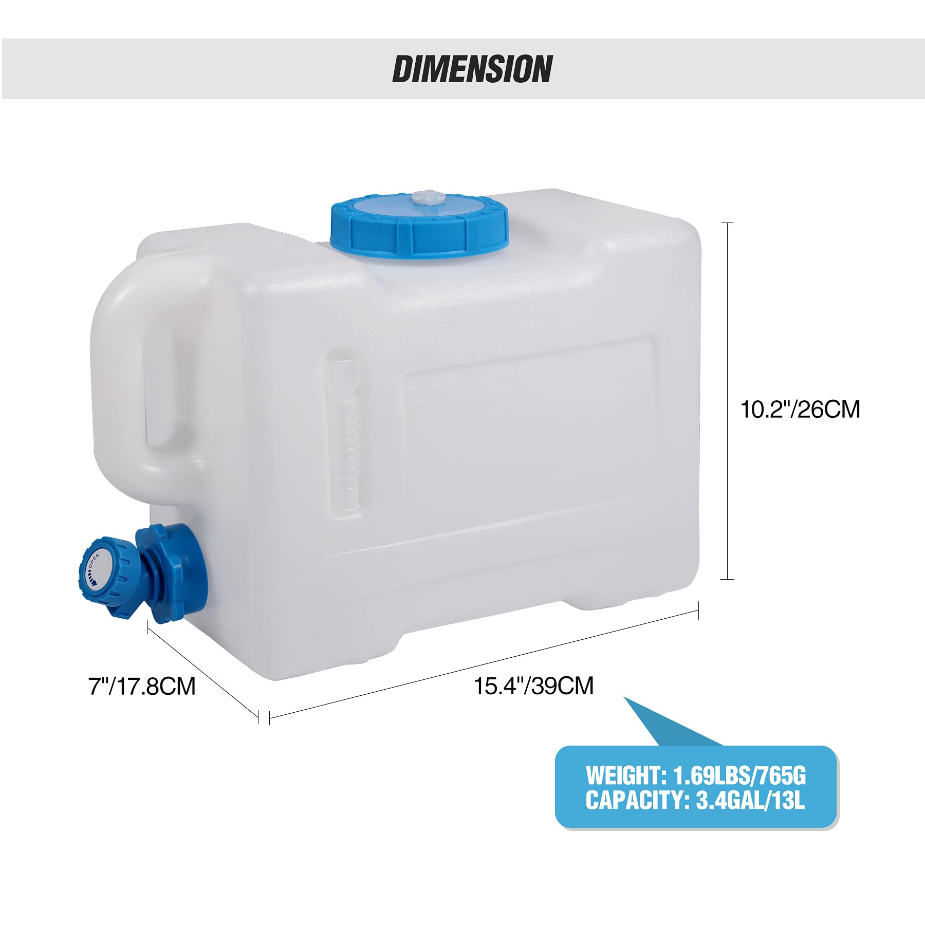 Redcamp 3.4 Gallon Portable Water Container With Spigot, Water Storage Camp Water Jug For Camping Outdoor Hiking (13L)